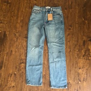 Reformation Liza High Rise Straight Cropped Jeans Wash: Montego Destroyed